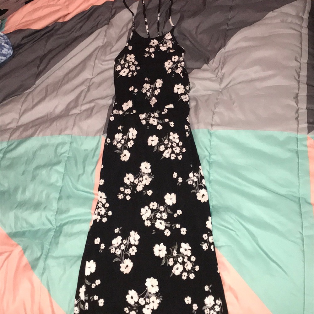 black flowery dress.